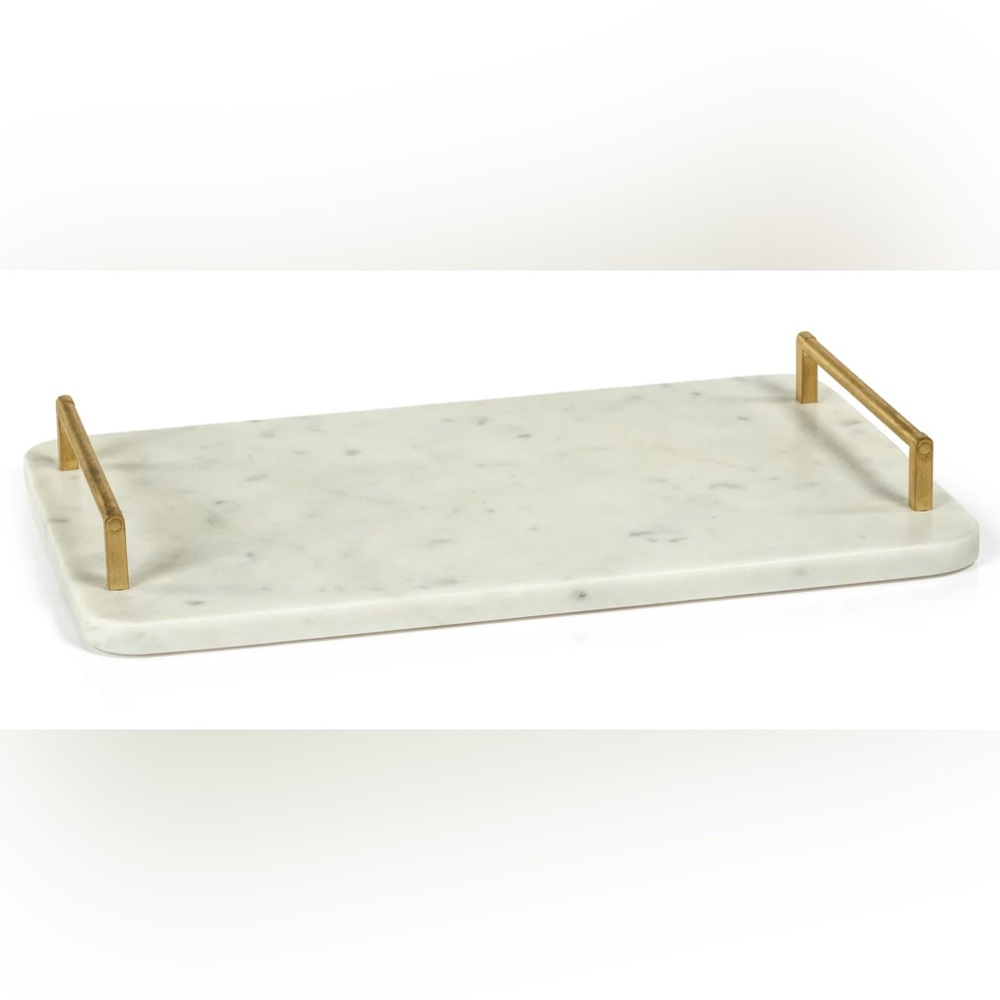 Andria Marble Tray with Gold Metal Handles